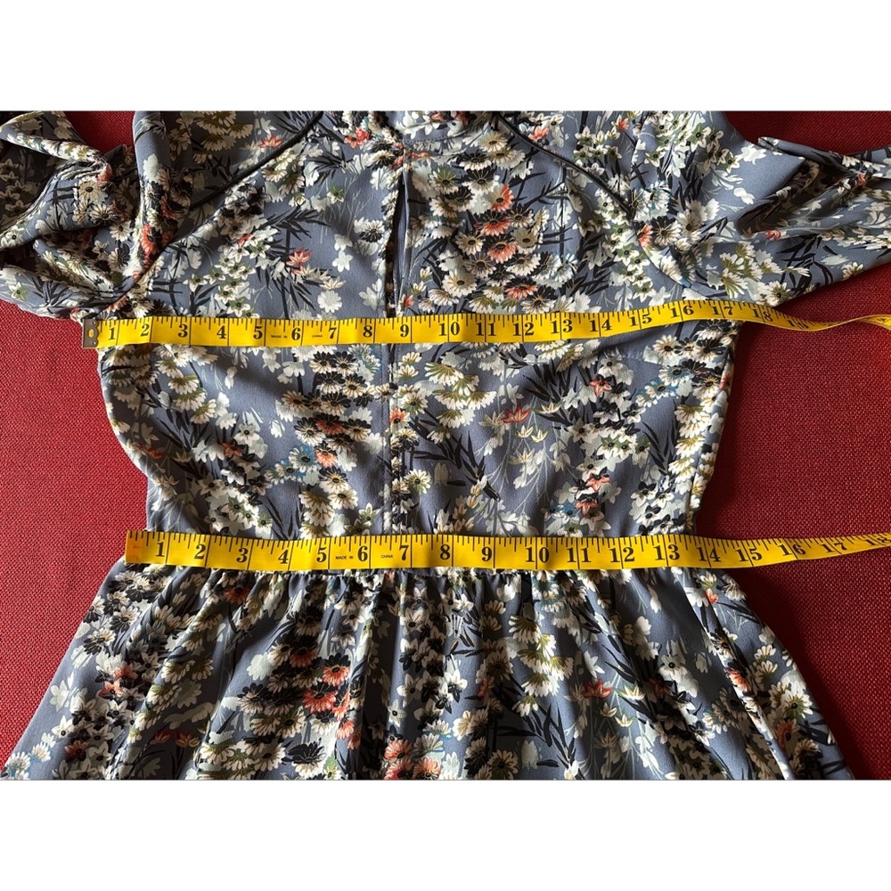Zara Floral Gathered Waist Long Sleeves Mini Dress, NWOT, M - Picture 13 of 15